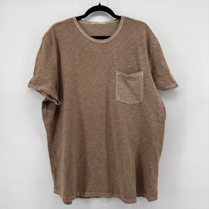 Marine Layer Mens Slub Cotton Pocket Tee Brown Tan L/XL 14588